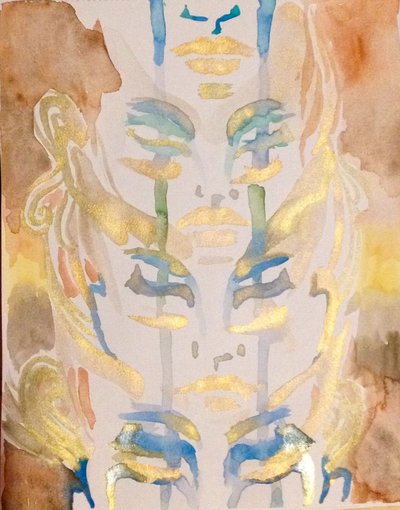 Totem, watercolor on paper, 11" by 8.5 2017

